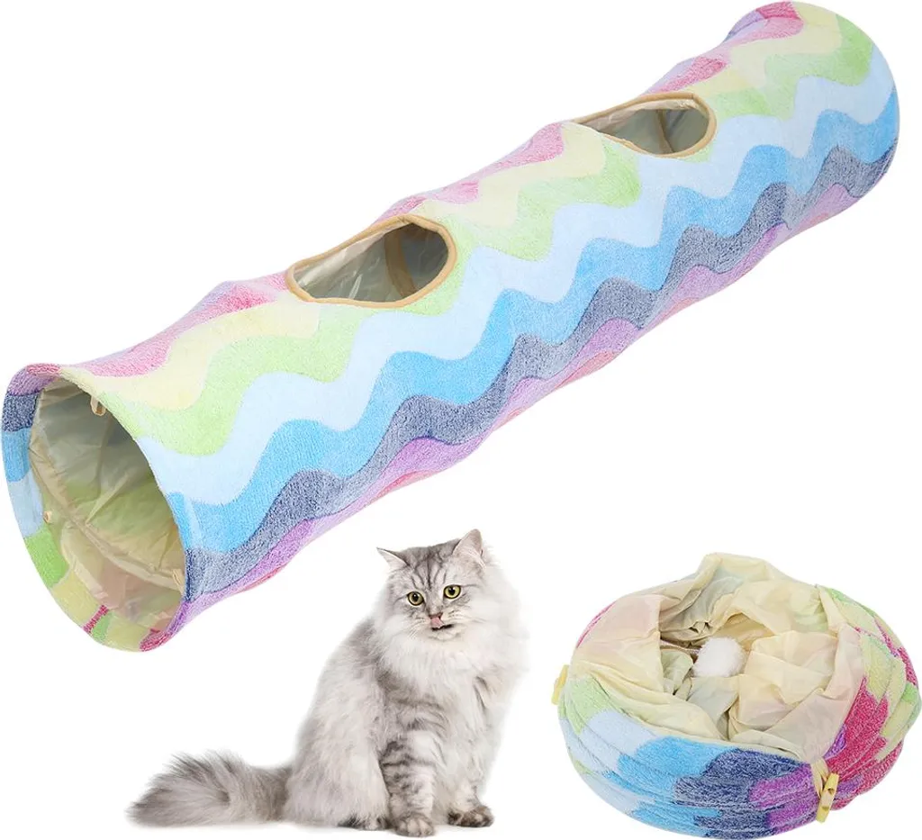 Offerta Tunnel Gatto Arcobaleno Pieghevole | Gioco Tubo Antigraffio