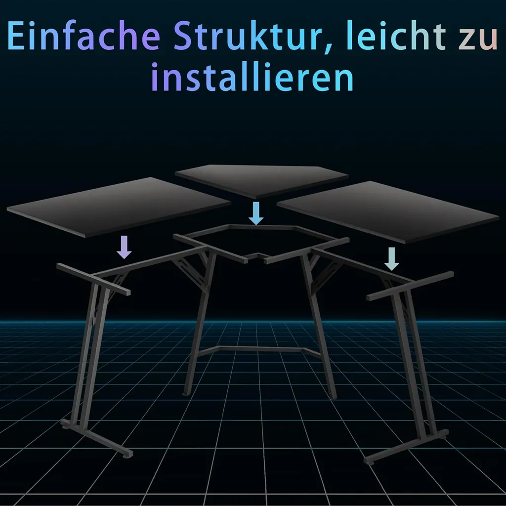 TRMLBE Table de Jeu Noire avec Support Écran Bureau Gamer Ergonomique