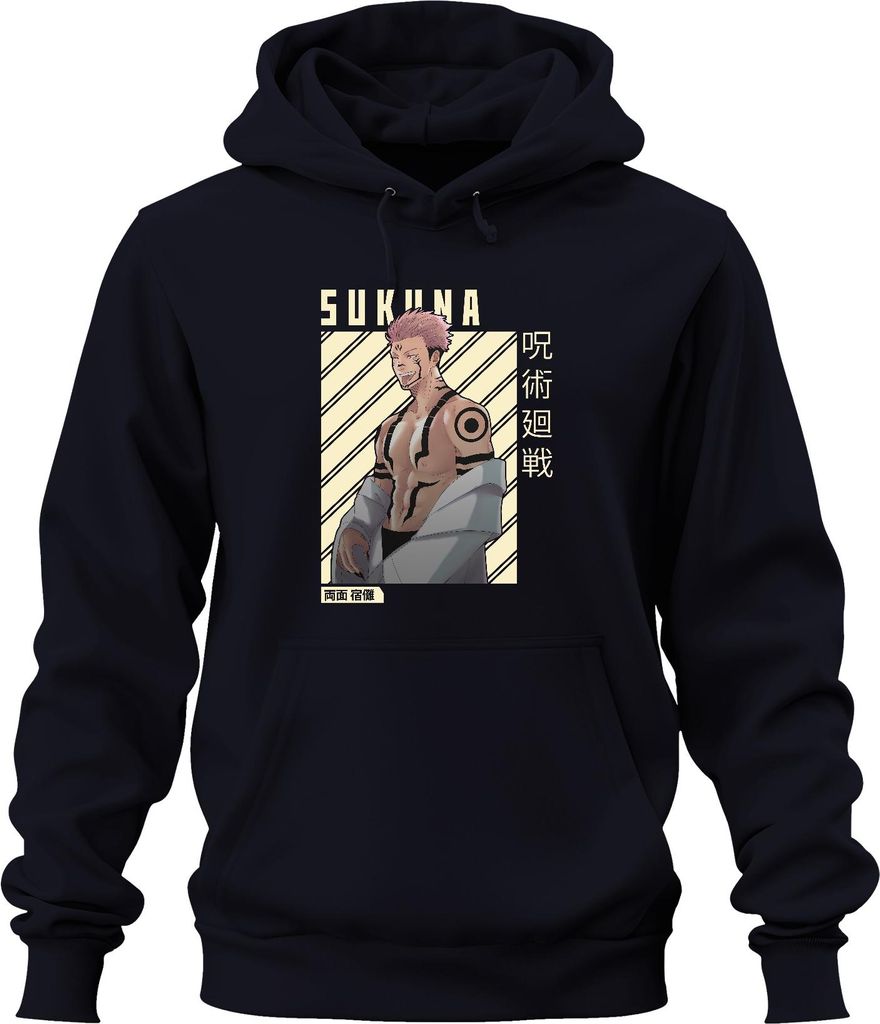 Sukuna Jujutsu Kaisen Ryomen Sukuna Anime Manga Otaku Geschenk Uni Hoodie Kapuzenpullover, Navy, 3XL