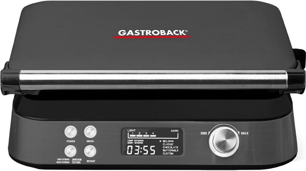 Gastroback 42449 Waffeleisen Advanced Control – Black Edition, 5 Programme & 12 Bräunungsstufen