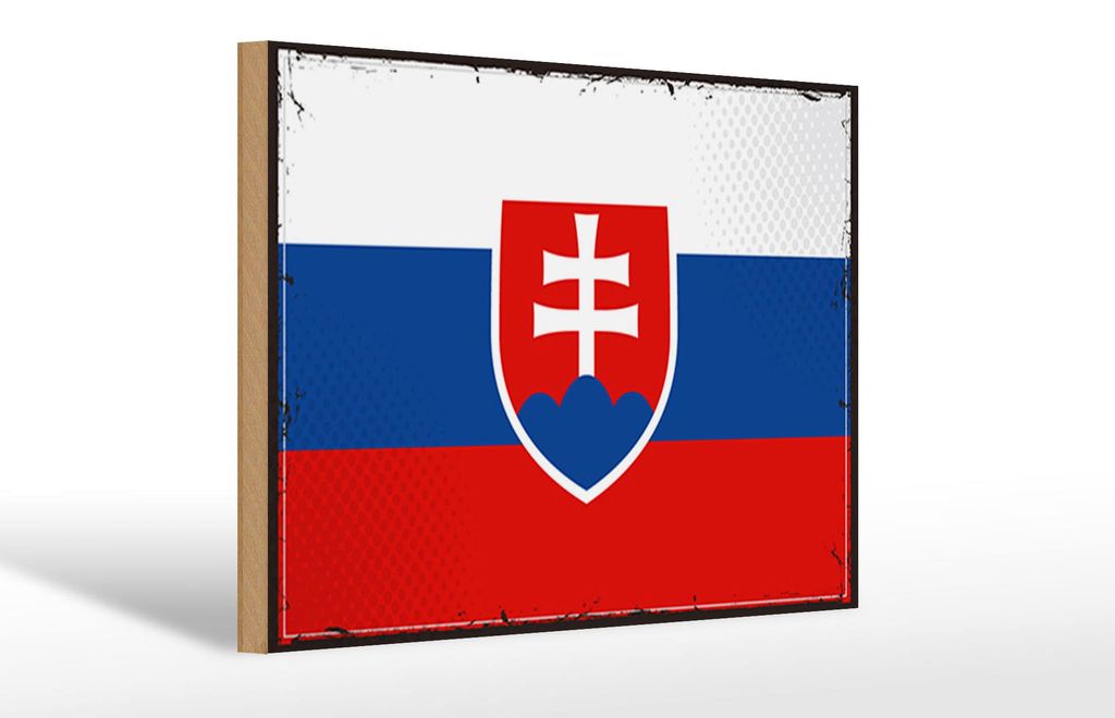 Holzschild Flagge Slowakei 30x20cm Retro Flag of Slovakia