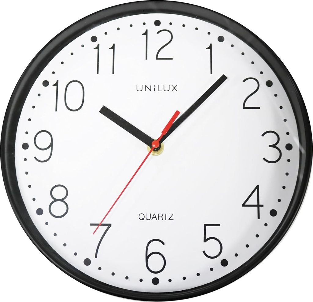 UNILUX Wanduhr/Quarzuhr NESSY, Durchmesser: 250 mm, schwarz