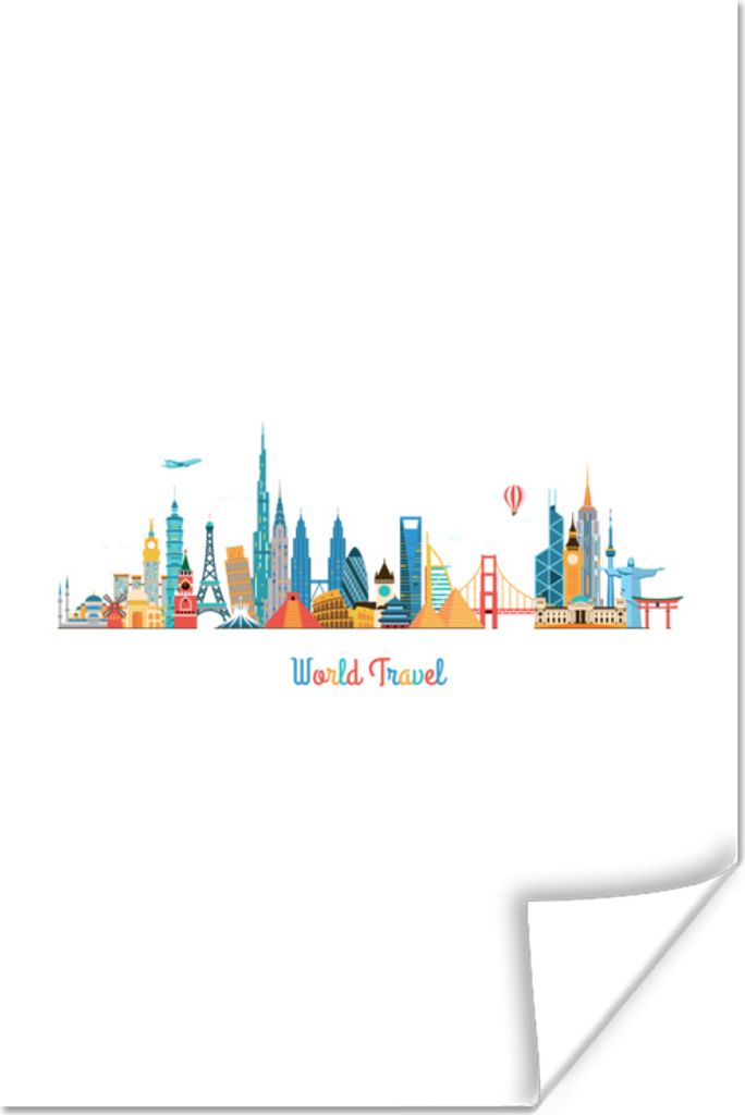 MuchoWow Poster Skyline - Reisen - Welt 40x60 cm - Plakate für die Wand - Poster Babyzimmer