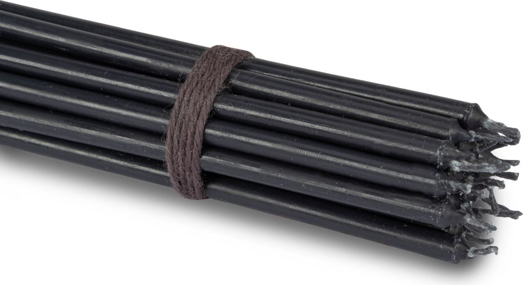 50x Altarkerzen schwarz Tropf- Rußfrei dünn L 15cm Premium Produktbild 