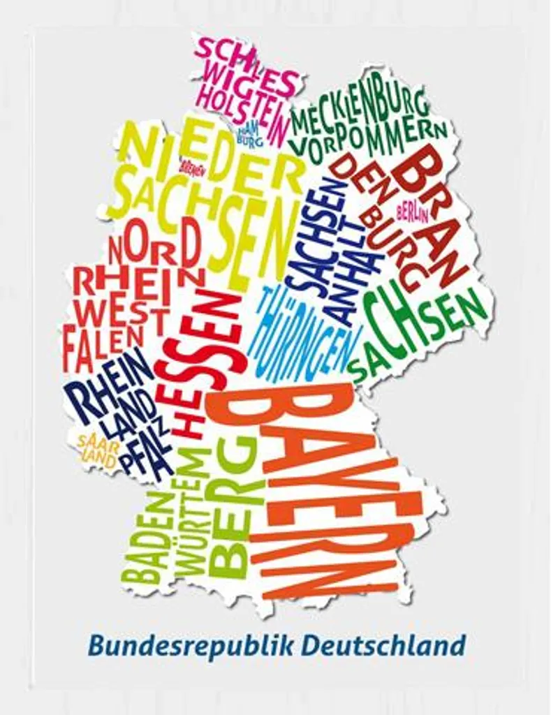 Affiche Géographique Allemagne - Tableau Mural avec Cadre MDF et Vitre