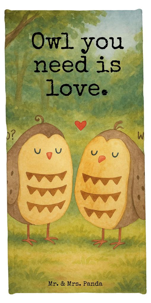Mr. & Mrs. Panda sporthandtuch Eulen Liebe Design - Weiß - Geschenk, Badehandtuch, Eule, Liebesspruch, Strandlaken, Duschhandtuch, Strandtuch, Han...