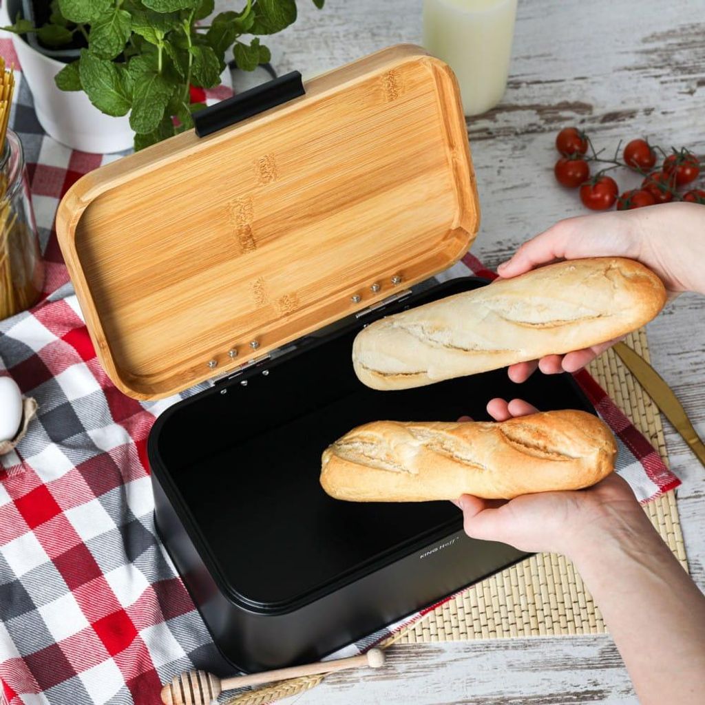 Kinghoff Brotkasten Aus Bambus Und Stahl Kh-1735 Brotksten