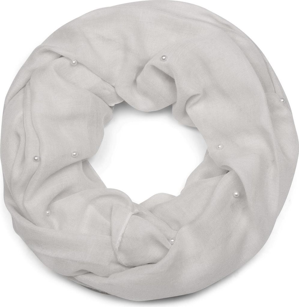 styleBREAKER Damen Loop Schal mit Perlen Applikation, Produktbild 