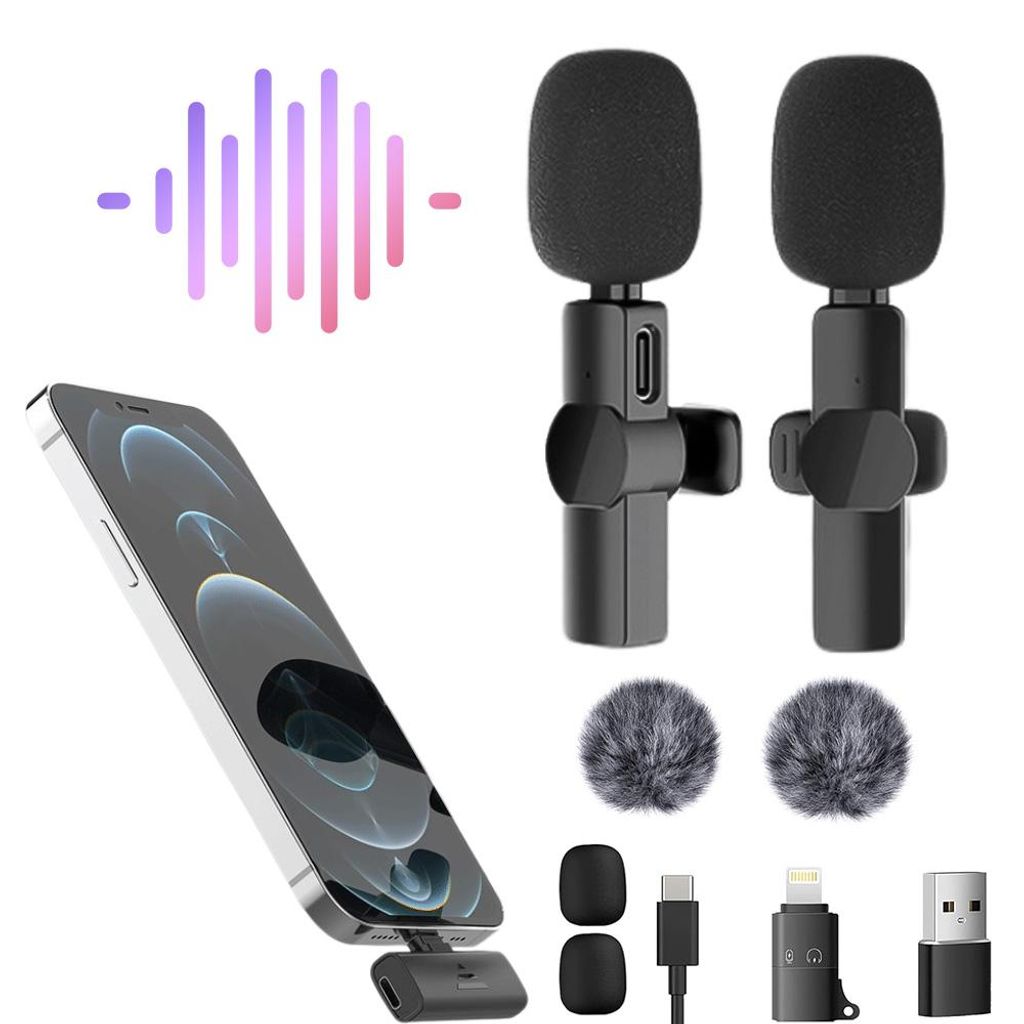 Microphone cravate sans fil pour iPhone, iPad, téléphone Image du produit 