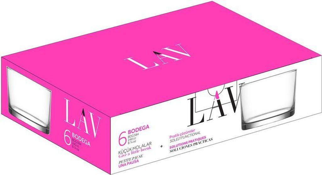 LAV Bodega Whiskygläser Set – 6 Stück, 345 Ml, Klassiches Design
