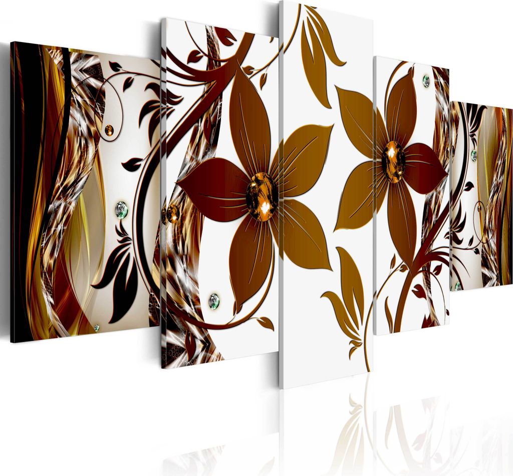 Leinwandbilder 200x100 cm b-A-0021-b-n Vlies Leinwandbild 5 tlg Kunstdruck modern Wandbilder XXL Wanddekoration Design Wand Bild BLUMEN ABSTRAKT