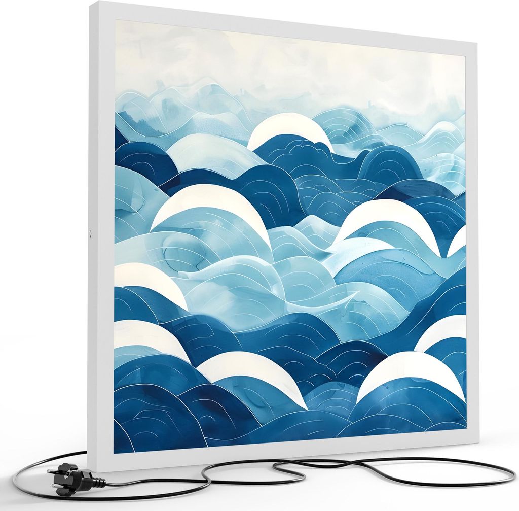 DEQORI LED-Bild & Lampe 60x60 cm Weiß 'Rhythmus der Wellen' Leuchtbild LED Leuchte