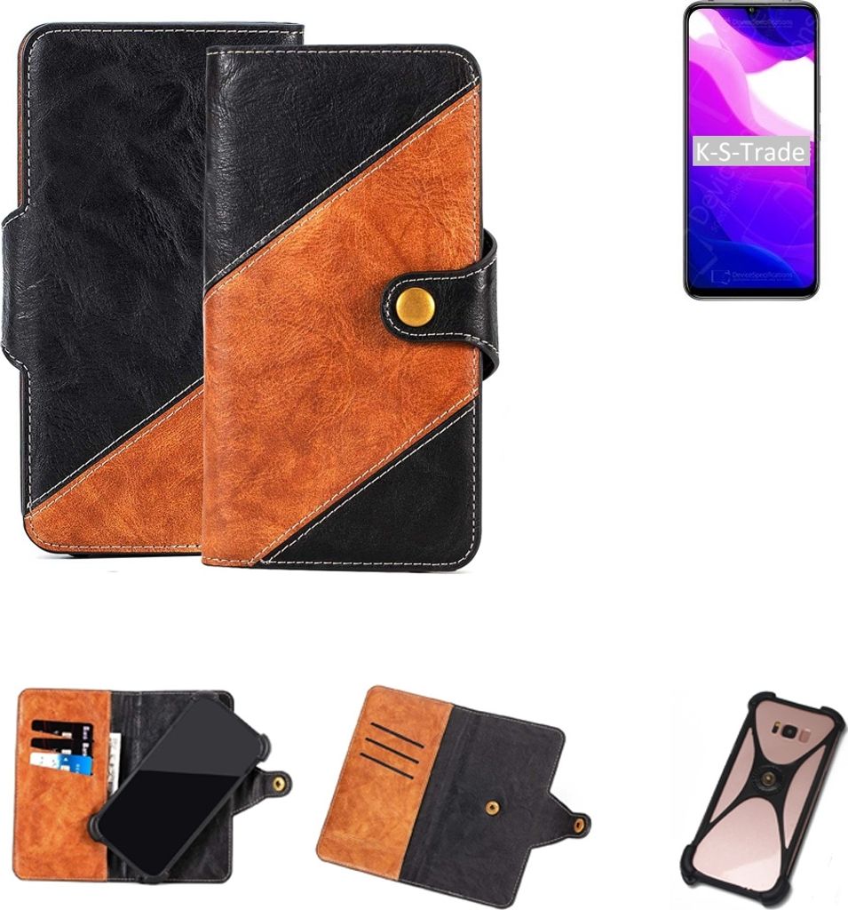 K-S-Trade Handyhülle Schutzhülle Bookstyle Case Wallet-Case kompatibel mit Xiaomi Mi 10 Lite 5G Handy Cover Bumper Klapphülle schwarz hellbraun 1x