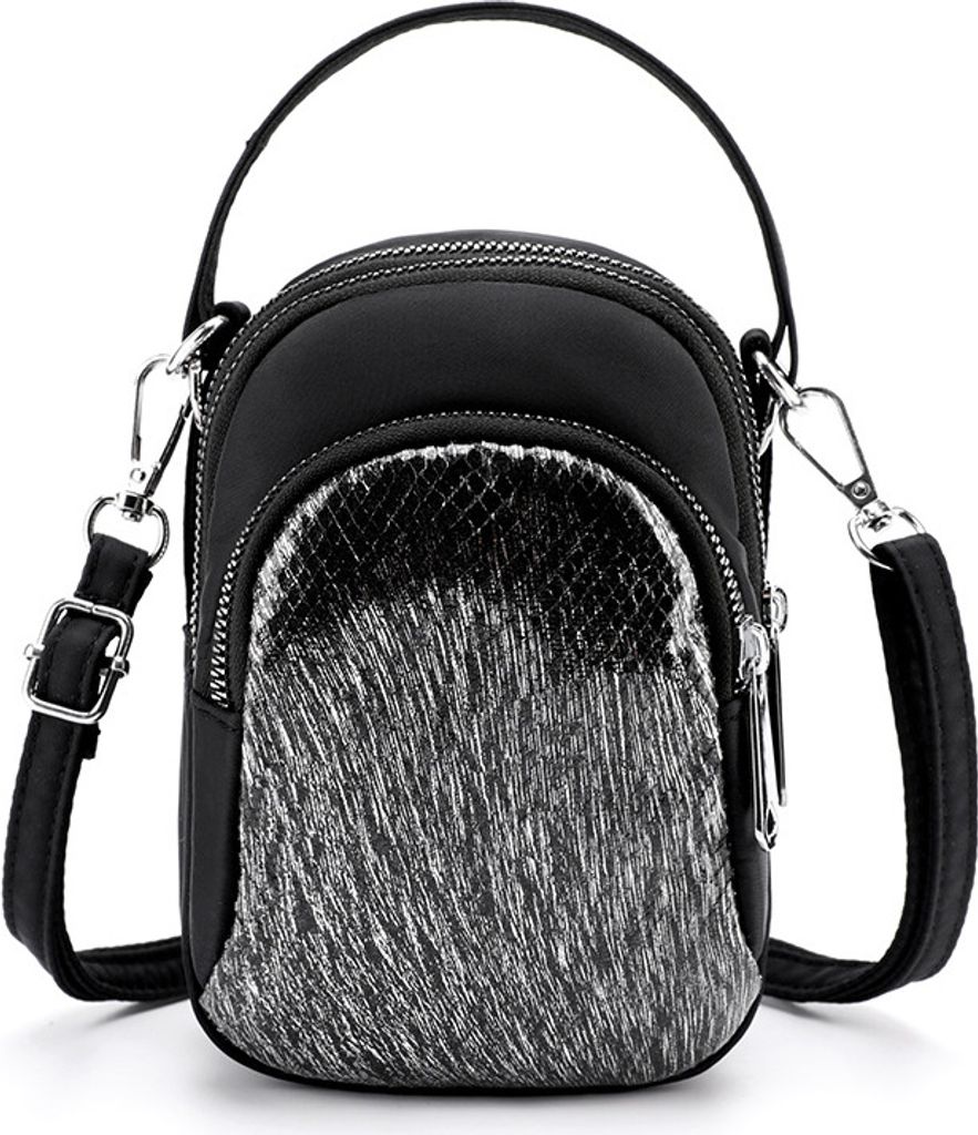 INF Neue vertikale Pailletten-Umhängetasche fürs Handy Schwarz