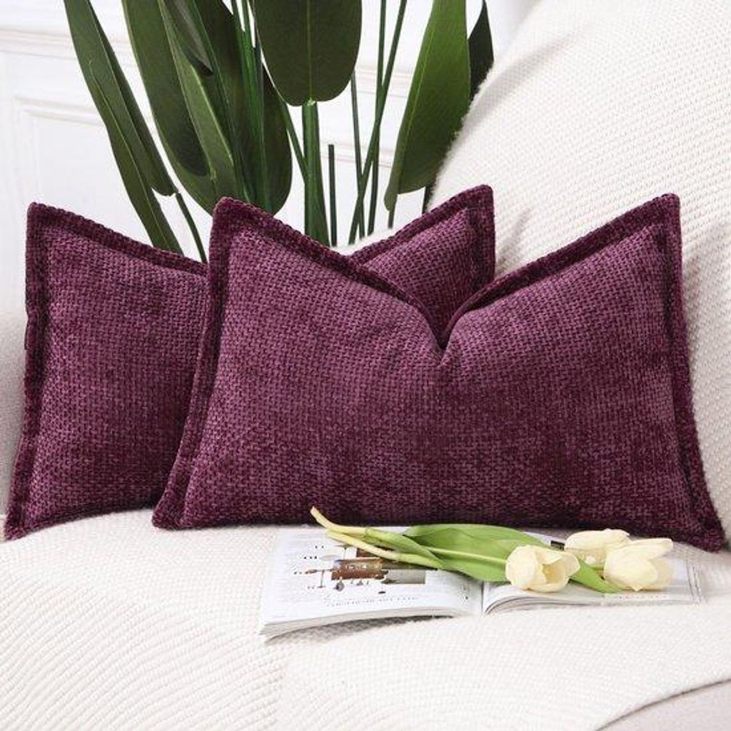 Unyqoos Elegante Chenille Kissenhüllen mit Fransen für stilvolle Wohnraumdekoration, 30 x 50 cm, 2er Set