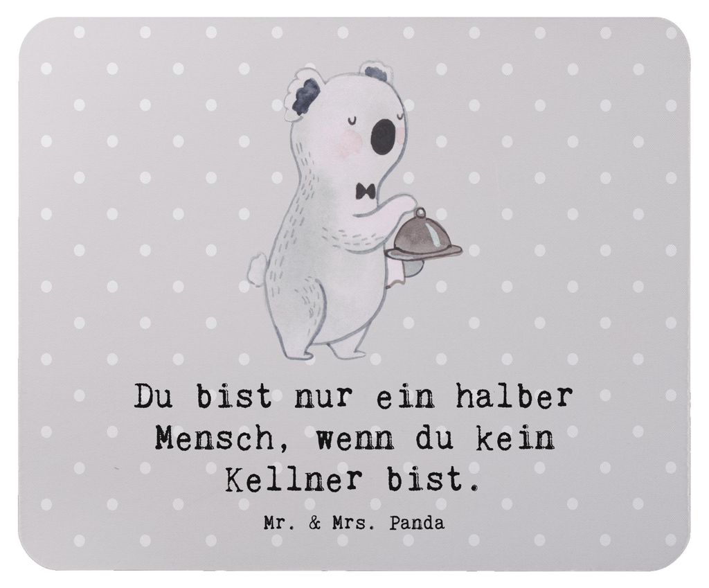 Mr. & Mrs. Panda Mouse Pad Kellner Herz - Grau Pastell - Geschenk, mauspad pc, Spruch, computer mousepad, Restaurant, Ausbildung, laptop, Witzig