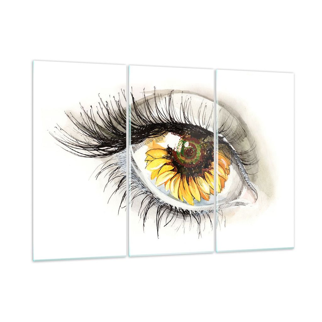 Bilder auf glas - Sonnenblume Auge Computer Blume - 105x70cm - Glasbilder - Wandbilder - Kunstdruck - zum Aufhängen bereit - Wanddekoration aus Gl...