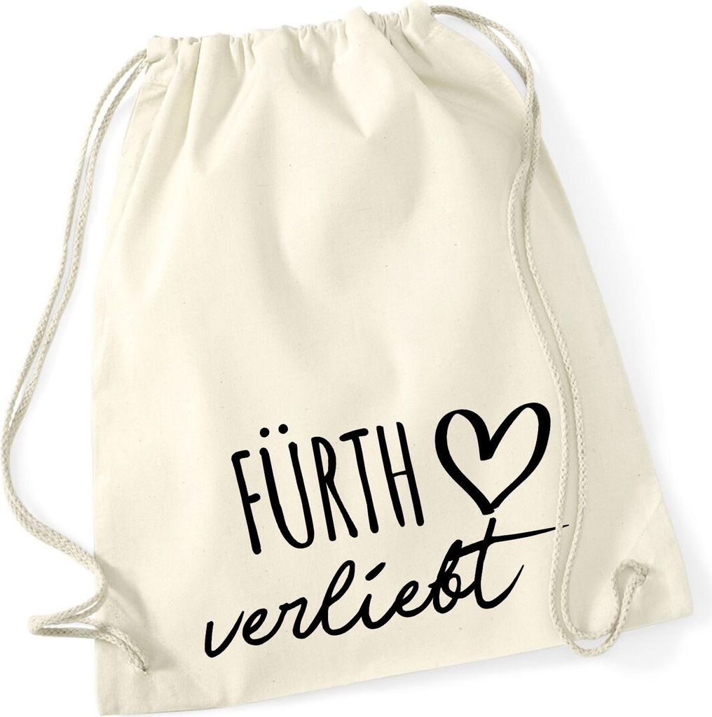 Huuraa Turnbeutel Fürth verliebt 12 Liter Natural Baumwolle Rucksack Geschenkidee
