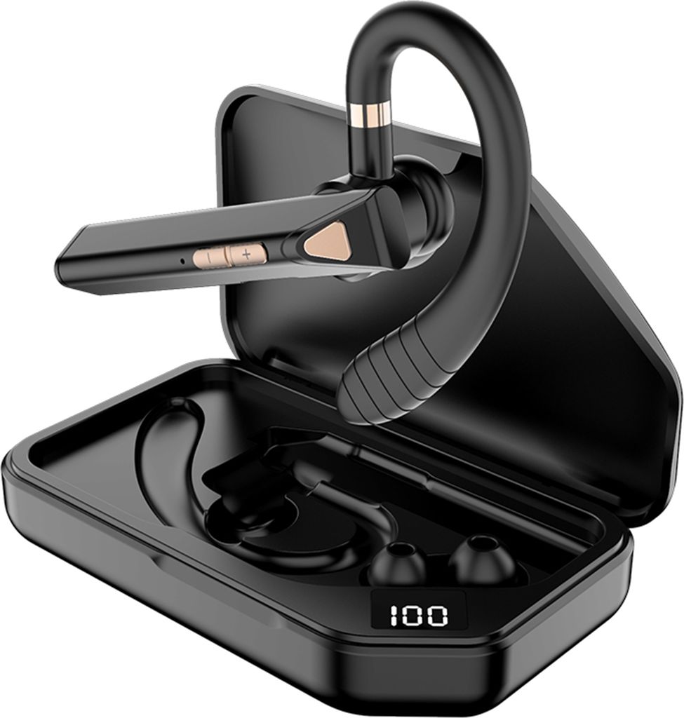 K3 BT5.0 Business Headset Drahtloser Ohrhoerer Einzelner Ohrbuegel mit Ladebox Mikrofon Led-Display-Kopfhoerer CVC Noise Cancelling-Kopfhoerer Frei...