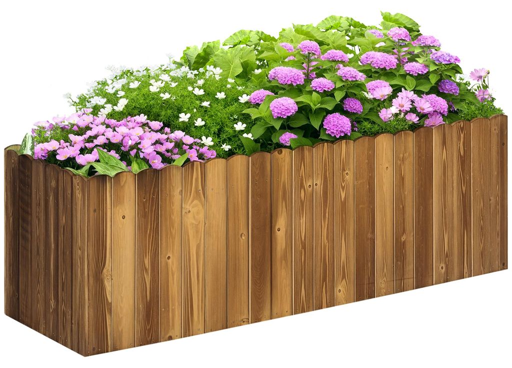 Hochbeet Pflanzkasten Kräuterbeet Pflanzbeet Gemüse Blumenbeet Blumenkasten Tannenholz 120 x 40 x 40 cm, Naturholz, pflegeleicht