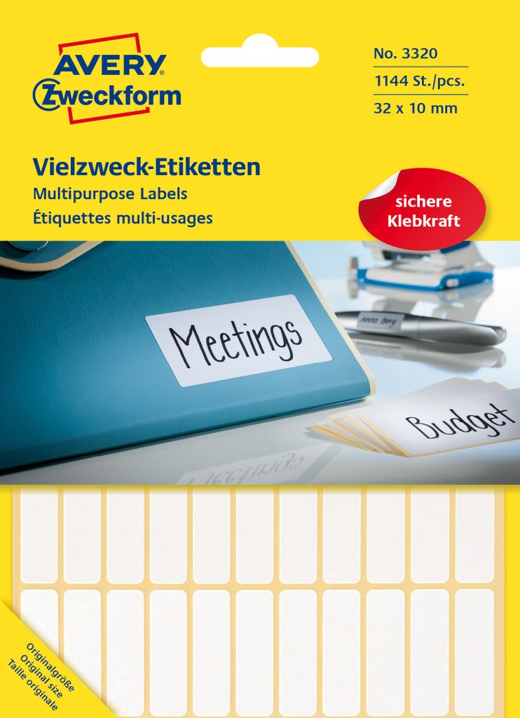 1.144 AVERY Zweckform etikety 3320 biela 32,0 x 10,0 mm Obrázok produktu 