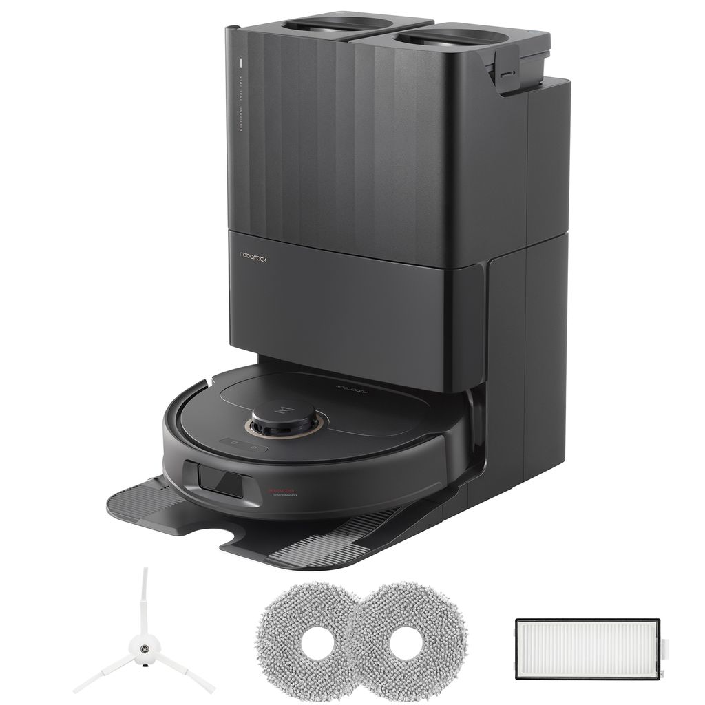 Roborock Qrevo Pro Staubsauger Roboter inkl. Zubehörsatz (1x Seitenbürste, 2x Mopp, 1x Filter), All-in-One-Dock, 60°C-Heißwasser-Moppwäsche, S...