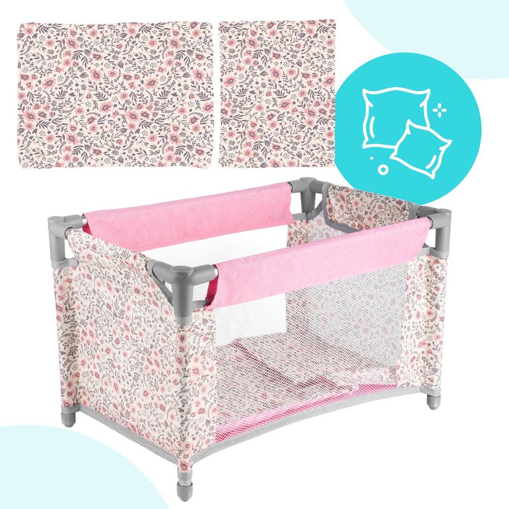 Bayer Chic 2000 Lit de Voyage pour poupées de bébé jusqu'à 48 cm, lit de poupée, lit de Voyage pour poupée, Meuble de poupée, Gris mélangé