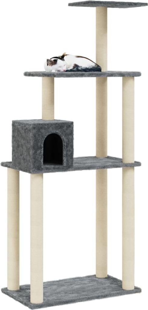 vidaXL Kratzbaum mit Sisal-Kratzsäulen Dunkelgrau 147 cm