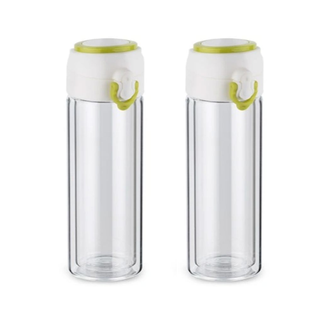 2 bicchieri termici in vetro verde, capacità 260 ml, a Immagine del prodotto 