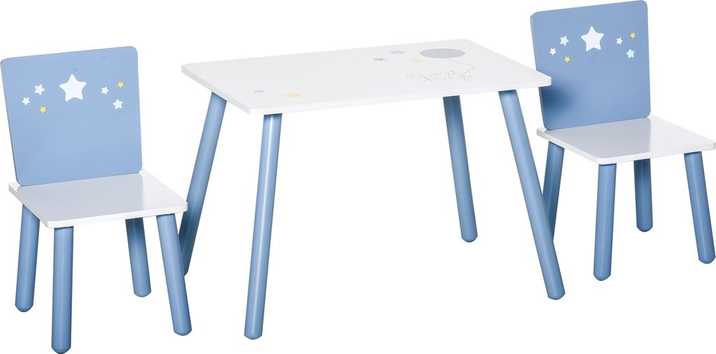 HOMCOM Kindertisch-Set und 2 Holzstühle, Tisch mit Stühlen für Kinder von 2–4 Jahren, Tisch 60 x 40 x 43 cm und Stühle 28 x 26 x 48 cm, für ...
