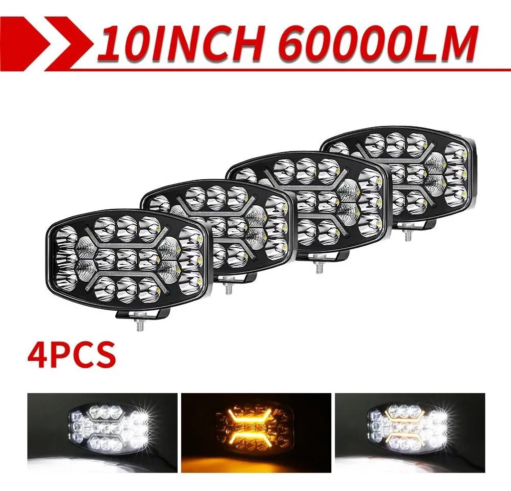 Éclairage puissant de travail lot de 4 lampes 10'' structure durable