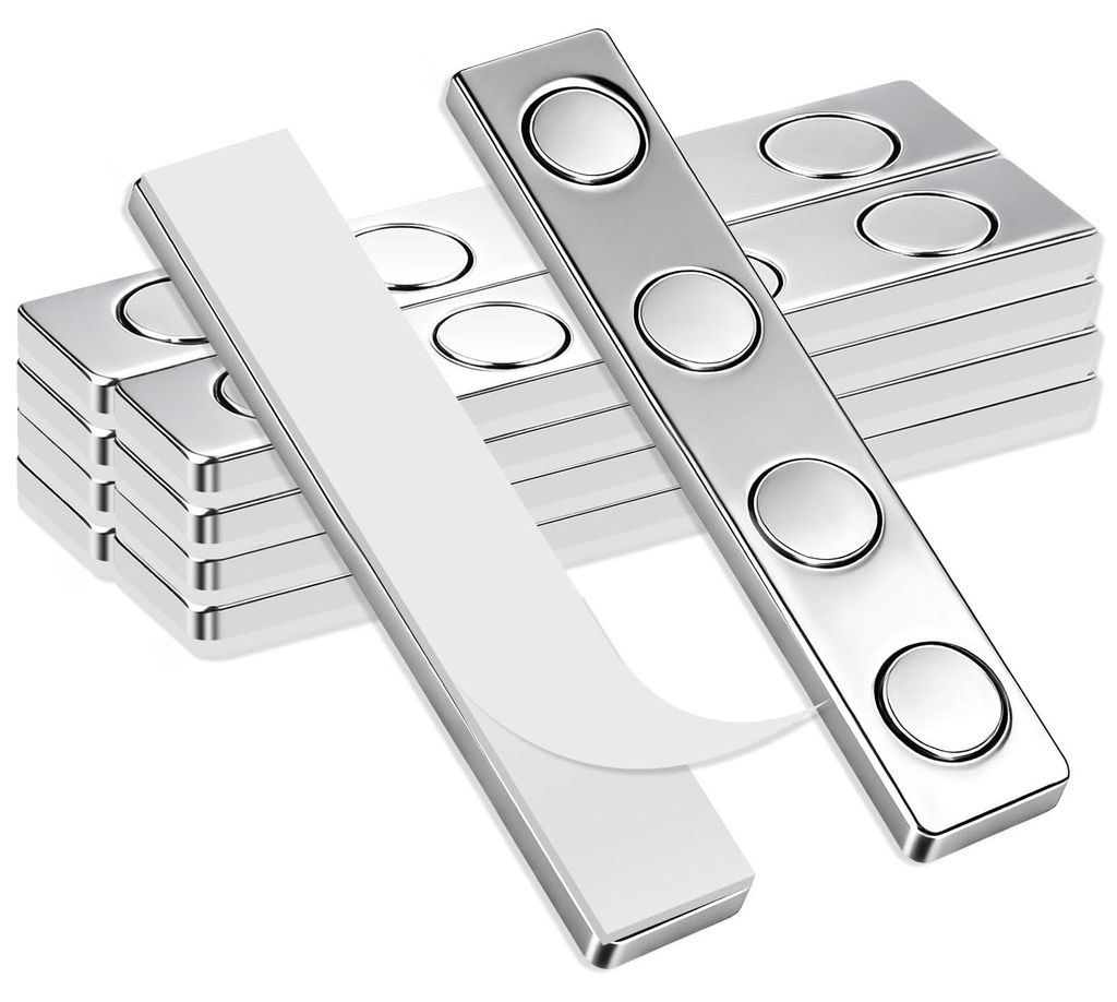 20 extra starke Neodym-Magnete, 58 x 10 x 2 mm, selbstklebend, starkes Magnetband, unzerbrechliche Klebemagnete, vier integrierte runde Magnete fü...