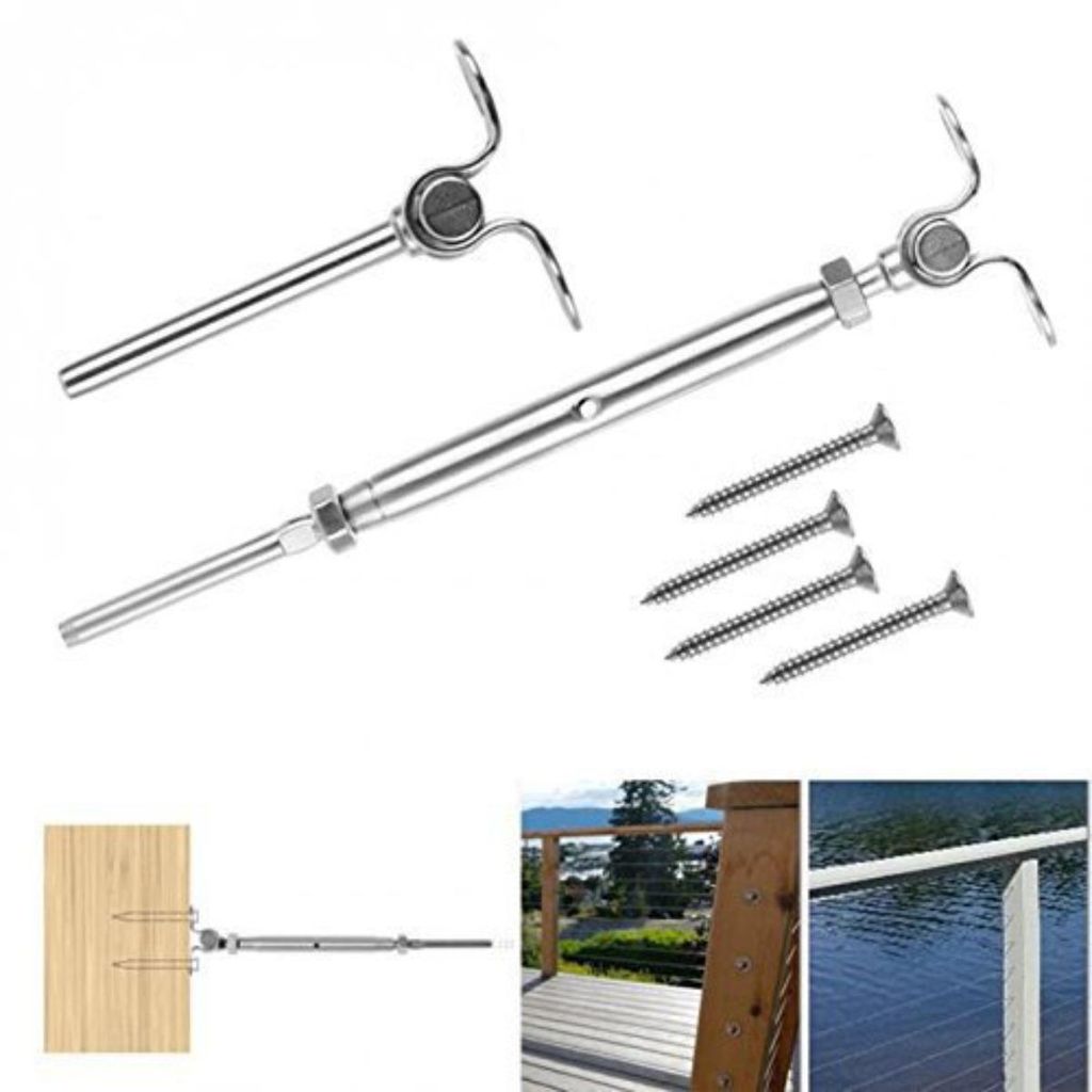 INF Seilspanner 316 Edelstahl 10x10x1.7cm verstellbar 180 Grad für Treppen