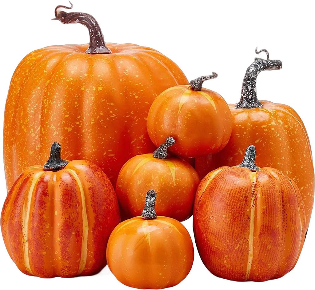 Künstliche Kürbisse in verschiedenen Größen, Kunstschaum-Kürbis, Basteln, Bauernhaus, rustikaler Herbst-Tischaufsatz für Halloween, Thanksgiv...