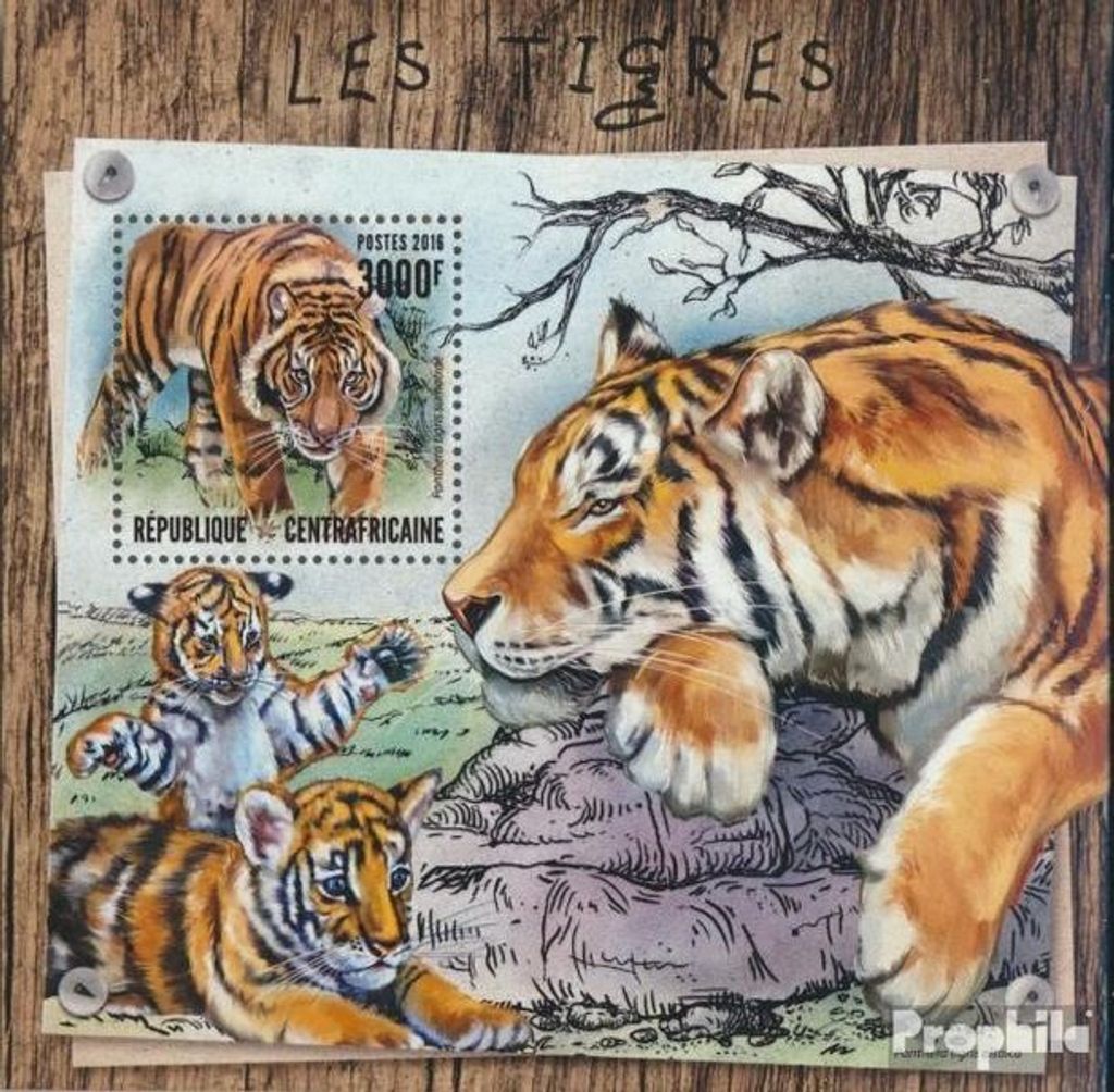 Briefmarken Zentralafrikanische Republik 2016 Mi Block 1535 (kompl. Ausgabe) postfrisch Tiger