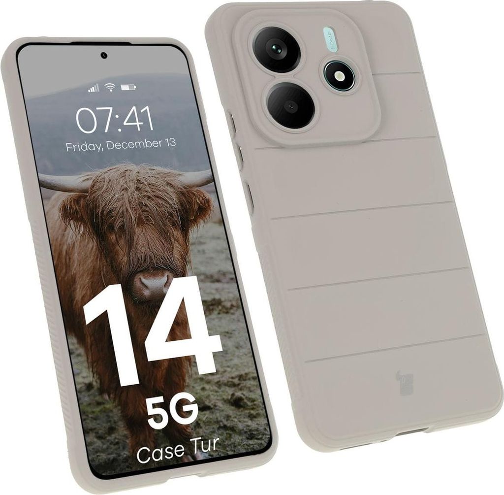 Pancerne etui Bizon Case Tur do Xiaomi Redmi Note 14 5G, jasnoszare