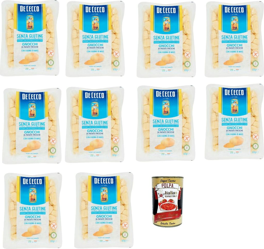 De Cecco Gnocchi di patate fresche senza Glutine, Glutenfrei,100% Italienisch Pasta Nudeln gluten free 10x 400G + Italian Gourmet polpa 400g