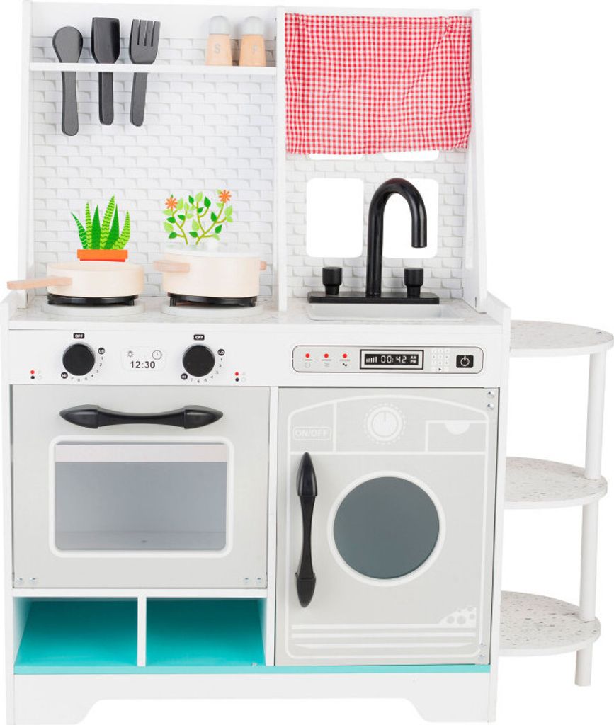 4iQ Spielküche Speilzeug Küche aus Holz für Kinder TinyTreats 70,5x27x81 cm mit Zubehör und Waschmaschine