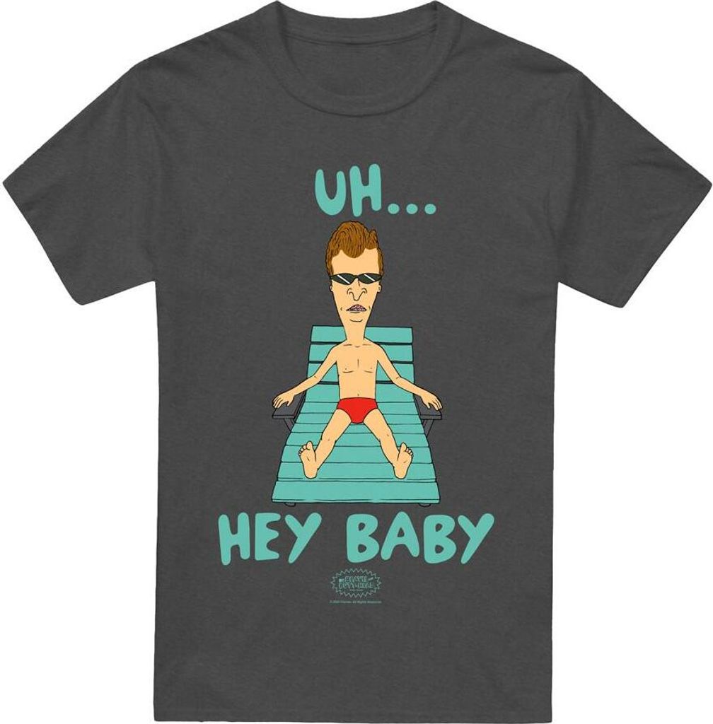Beavis & Butthead - "Uh Hey Baby" T-Shirt für Herren/Damen Uni TV18310 (XL) (Holzkohle)