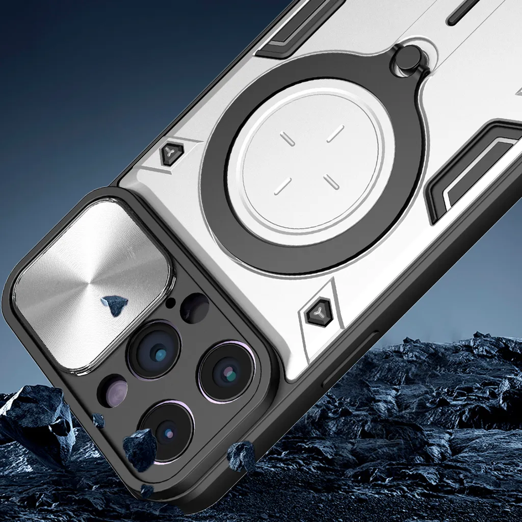 Custodia iPhone 13 Pro Max Argento Doppio Strato con Protezione Camera - 7