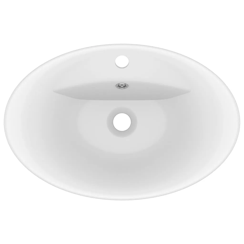 Lavabo ovale anti-débordement en céramique mate facile à nettoyer