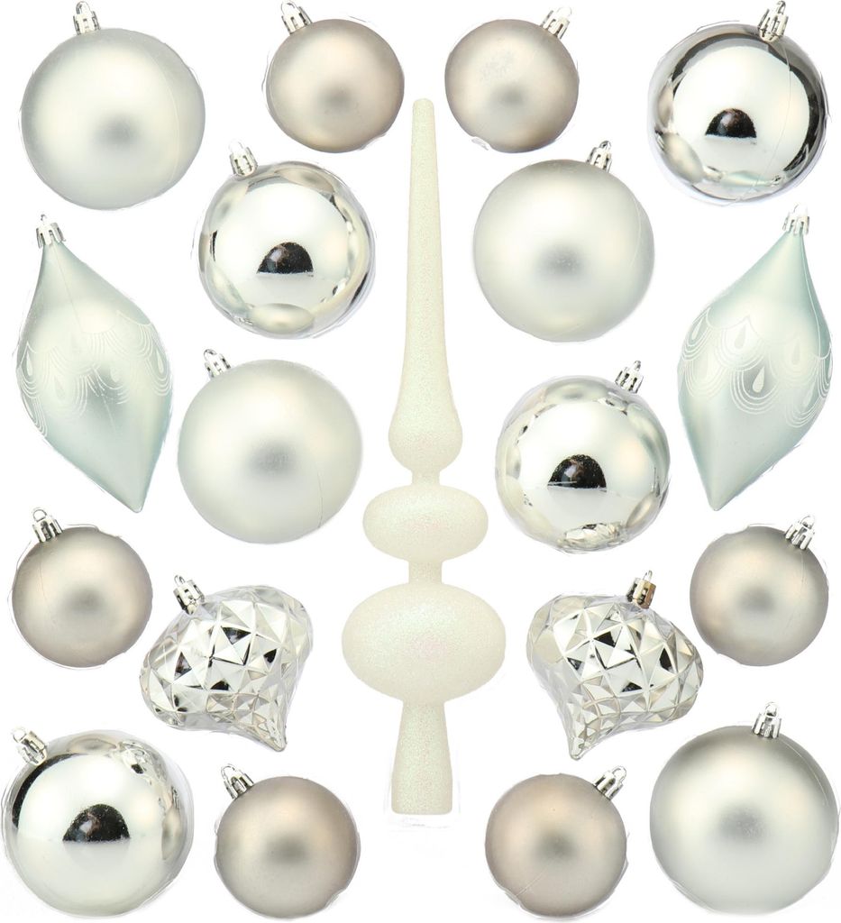 com-four 19-teiliges Weihnachtsschmuck Set - Christbaumkugeln aus bruchsicherem Kunststoff für Weihnachten - Baumschmuck für den Christbaum