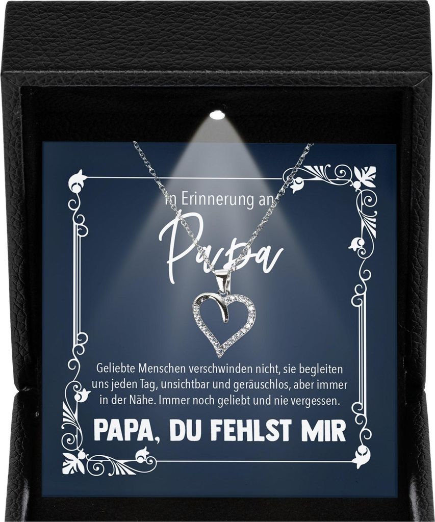 22Feels In Erinnerung an Papa Kondolenzgeschenk Trauer Schmuck Frauen - Silber 925/000 Herz Halskette - Andenken RIP Vater Beerdigung Gedenken - Ka...