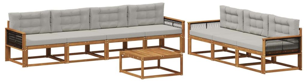 vidaXL Outdoor-Sofagarnitur mit Kissen 8 pcs Natur und Hellgrau