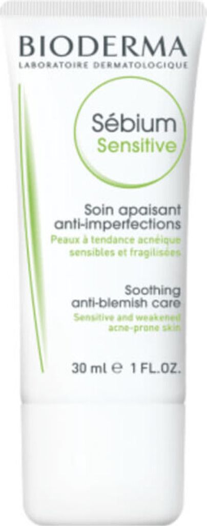 A tube of Bioderma Sebium Sensitive skincare product.