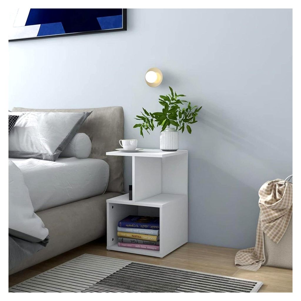 Nachttische 2 Stück weiß 35 x 35 x 55 cm aus Spanplatte, platzsparende Schränke für Küche und Wohnzimmer