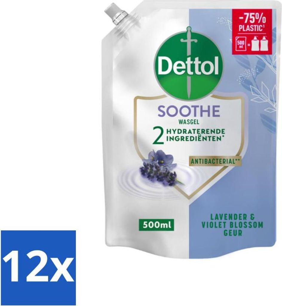 Dettol Handseife Nachfüllpackung - Soothe - Lavendel & Veilchenblüte - 500 ml - Vorteilspack - 12 Stücke