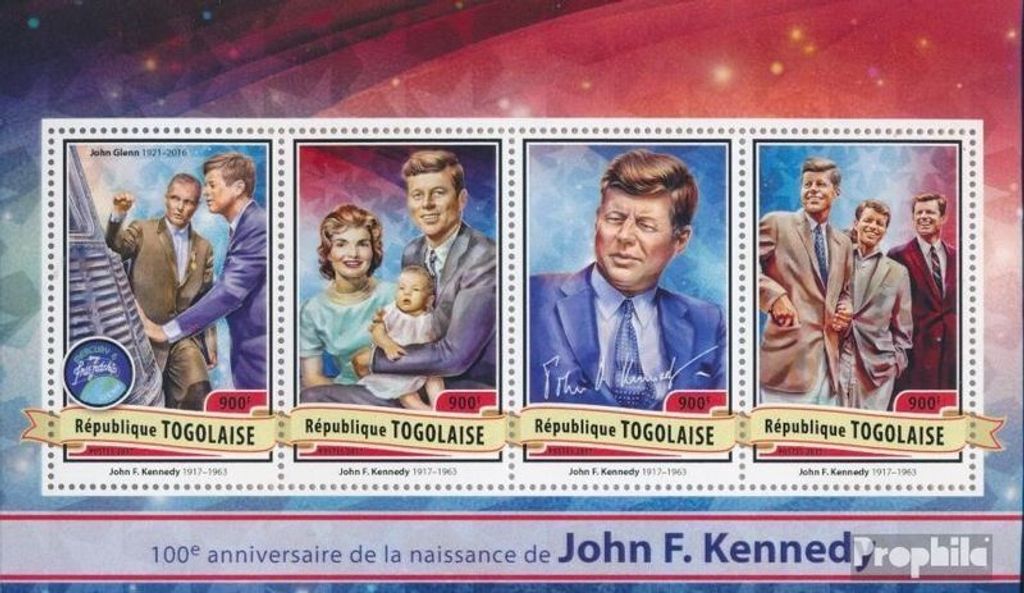 Briefmarken Togo 2017 Mi 8034-8037 Kleinbogen (kompl. Ausgabe) postfrisch John F. Kennedy