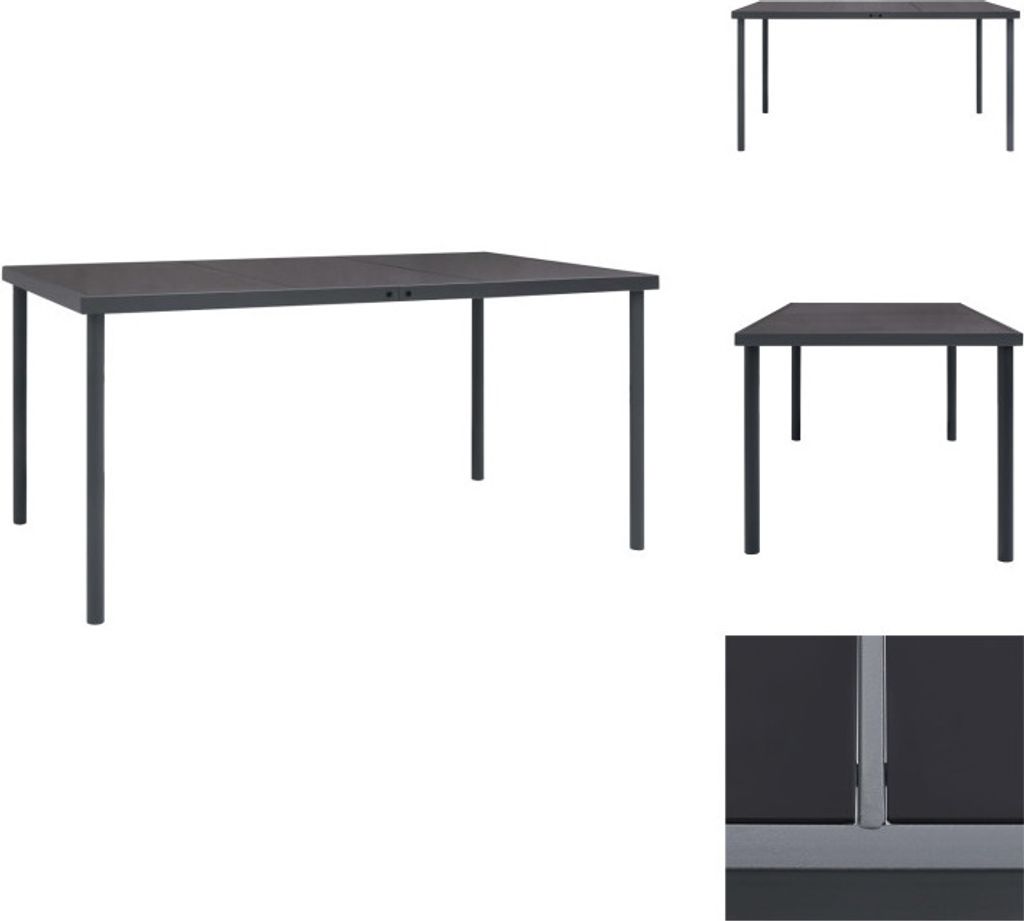 vidaXL Outdoor-Esstisch Anthrazit 150x90x74 cm Stahl - Gartentische