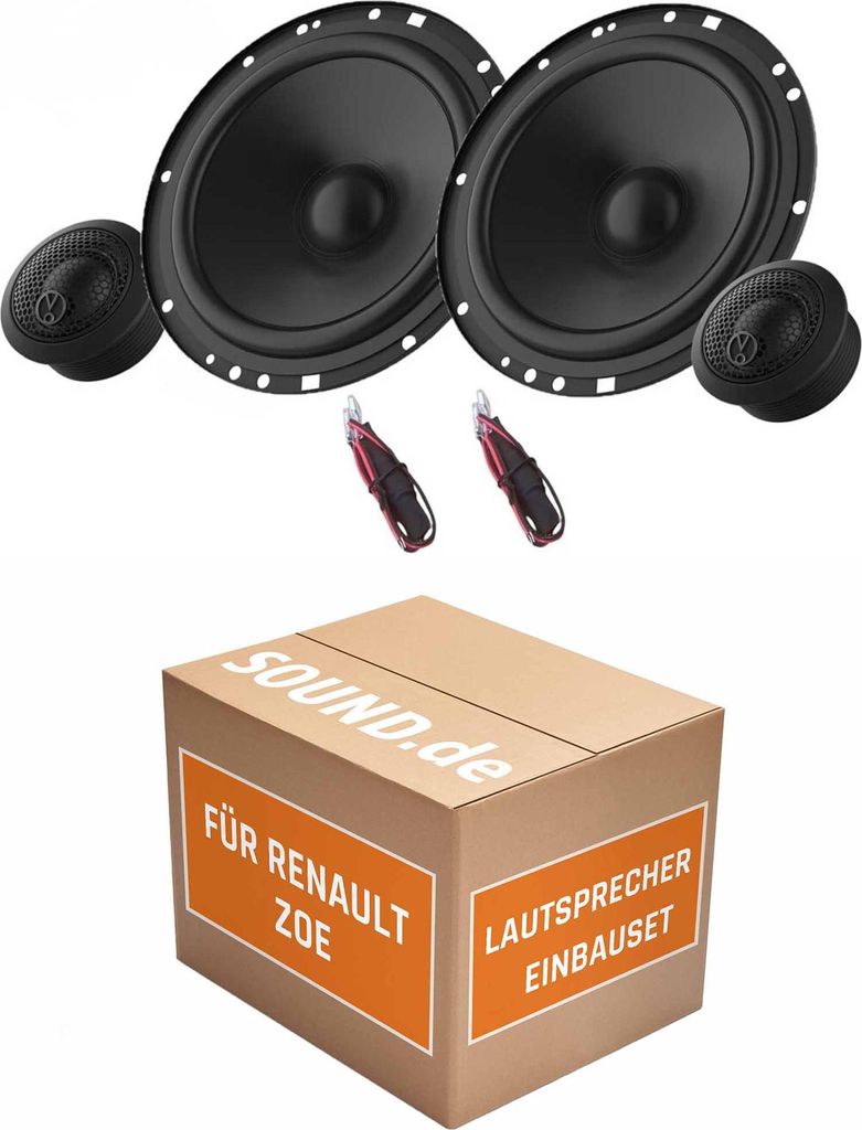 Lautsprecher Boxen Einbaupaket Front JBL Stage2 64CFS passend für Renault Zoe | Set für zwei Türen 270W Belastbarkeit
